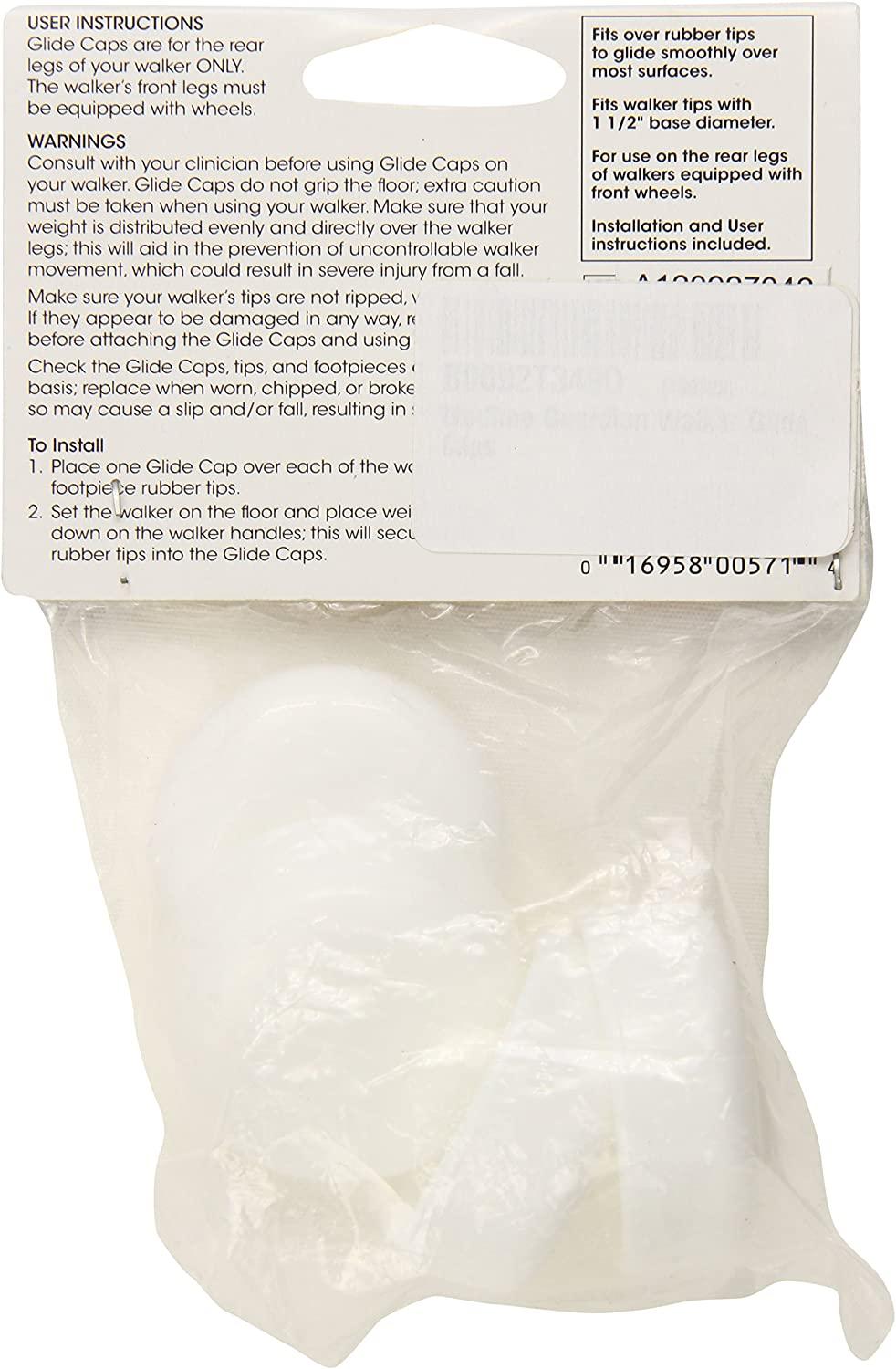 Medline Guardian Walker Glide Caps Durable Replacement Tips for