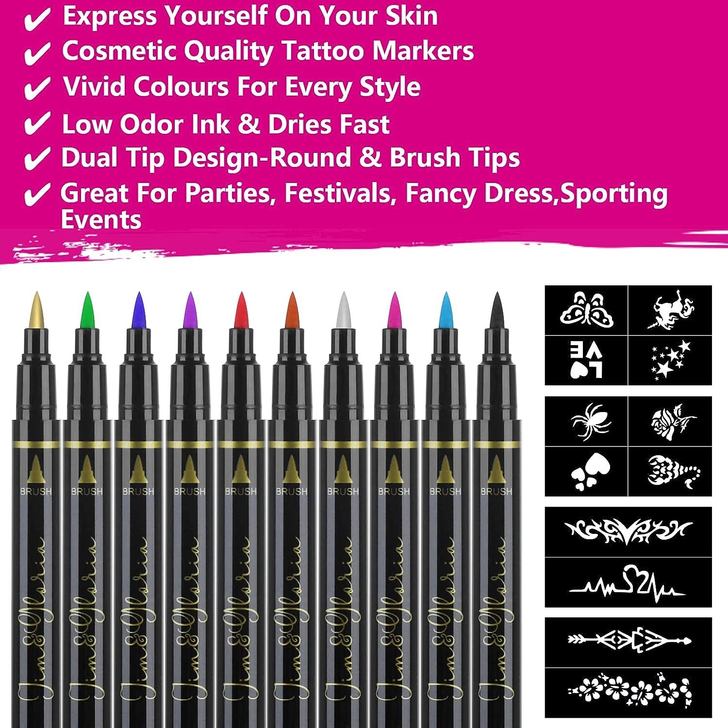 Jim&Gloria Temporary Tattoo Pen, Fake Tattoos Kit, Tattoo Art Markers,  Stuff For Teens. Cute And Cool Stuffs For Cosplay, Birthday, Halloween, The  Day Of The Dead, Thanksgiving and Christmas gifts.