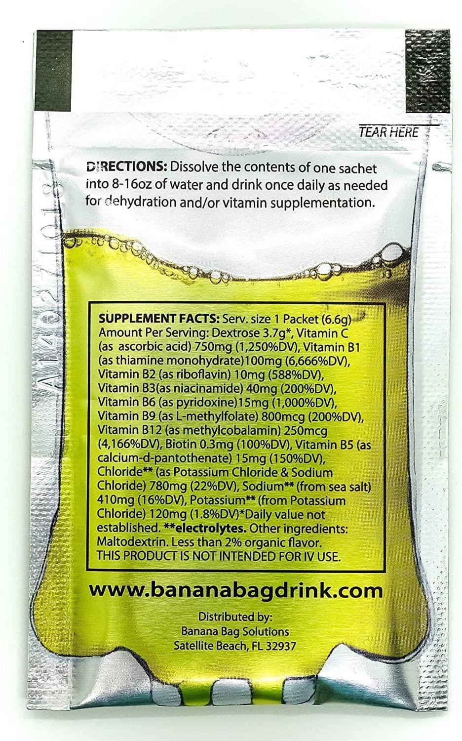 Banana Bag Oral Solution Electrolyte & Vitamin Powder Packet for