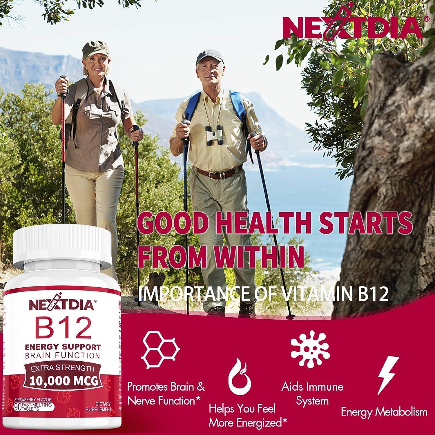 B12 Sublingual 10000 mcg Fast Dissolve Tablets Methylcobalamin, Sugar Free, Vegan Energy