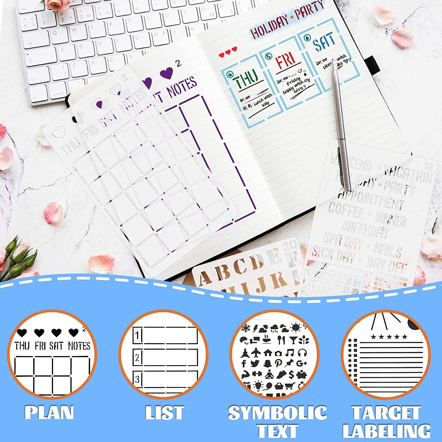 Weekly Layout Stencil for Journal and Planner, Week Spread Template Stencil,  Daily Layout Stencil 