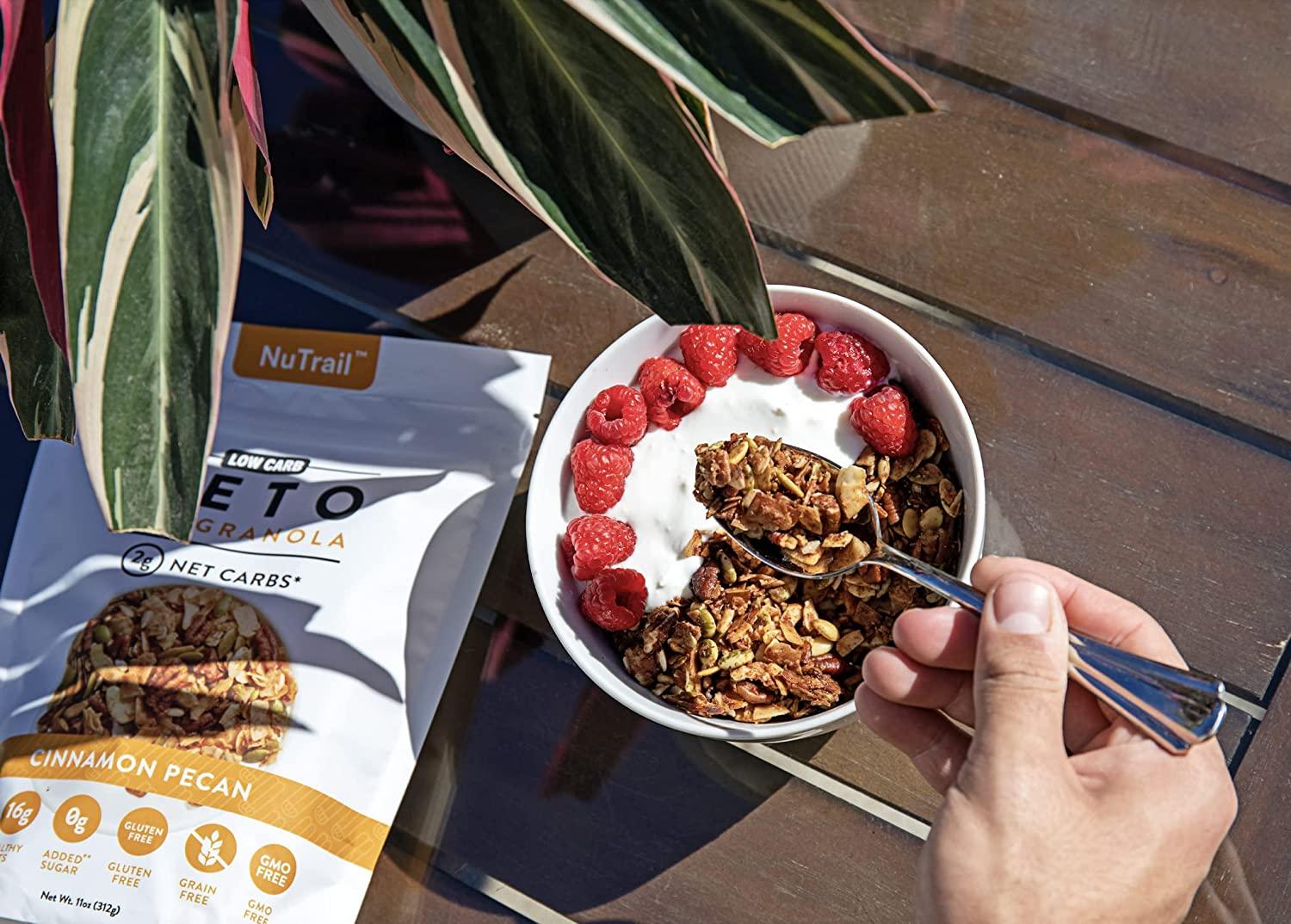 NuTrail Keto Nut Granola Low Carb Healthy Breakfast Cereal (11 oz) 2g Net Carbs, Almonds