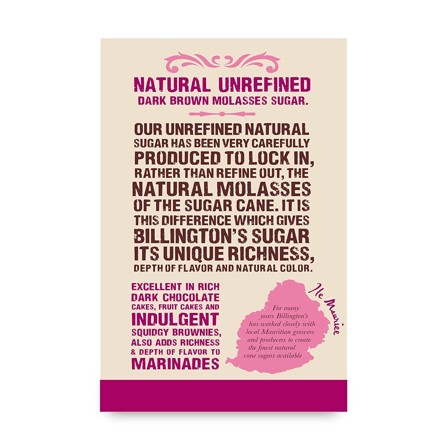 Billington's Natural Dark Brown Molasses Sugar 1 LB Pack of 10