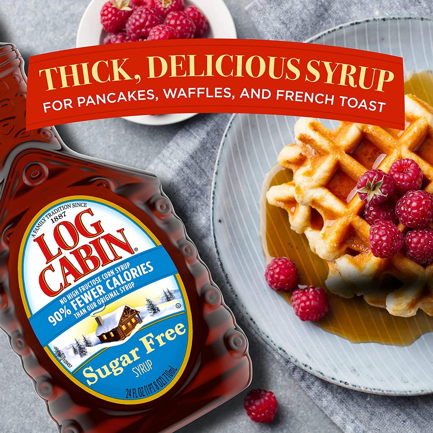 SugarFree Log Cabin Syrup 24 oz Perfect for Pancakes & Waffles