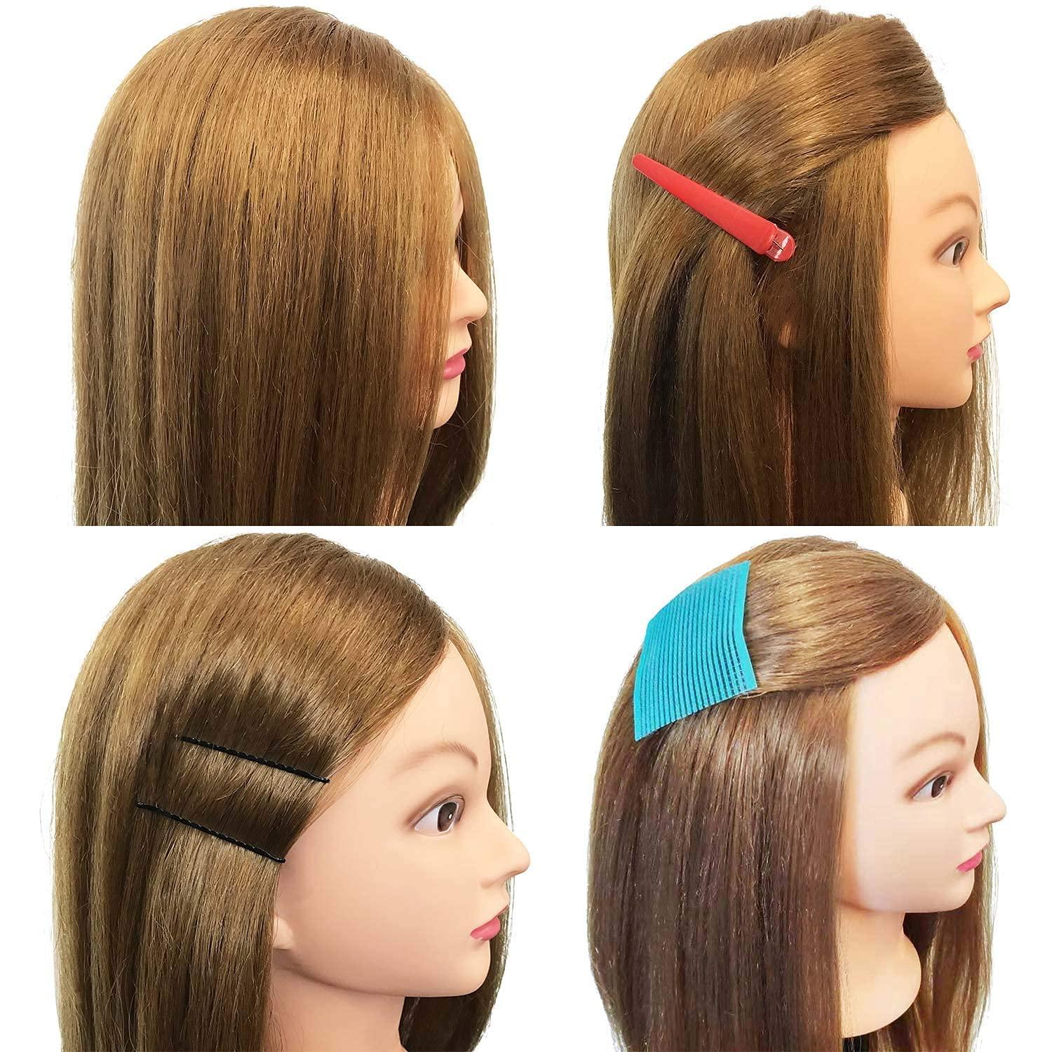 Sophire 100% Real Hair Mannequin Head with Stand, Hairdressers' Practice Trainin