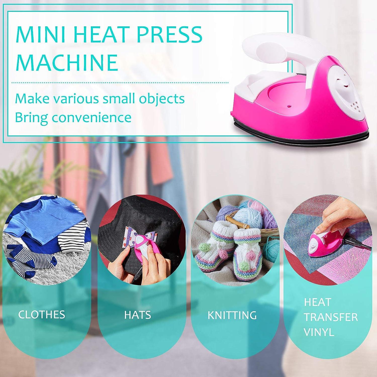Mini Craft Iron,Rose Mini Heat Press Machine Small Iron Portable Heat  Iron-on for DIY Transfer pattern,Handmade clothing