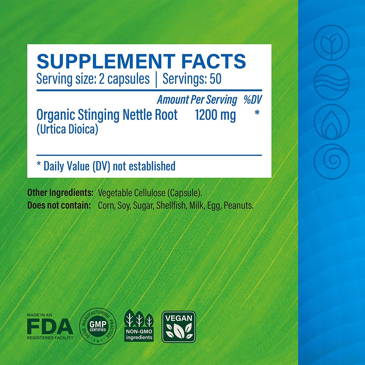 Mauwe Herbs Stinging Nettle Root Capsules 1000mg Support Supplement for Women's Blood Pressure