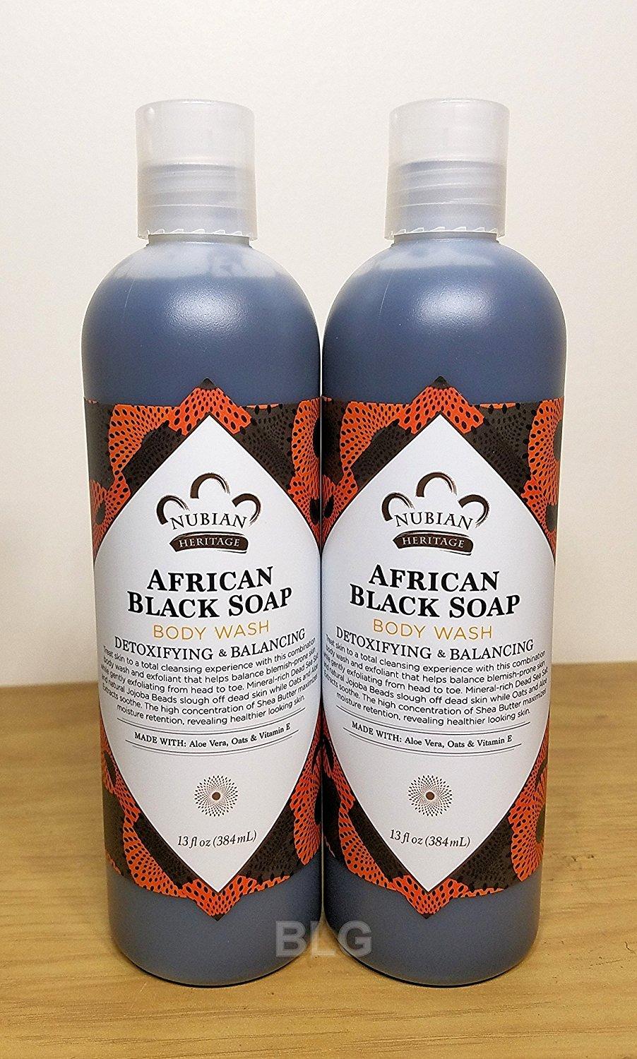 Nubian Heritage African Black Soap Body Wash 13oz 2 Pack