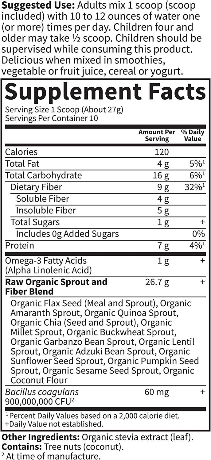 Garden of Life Raw Organic Fiber Powder 10 Servings Natural