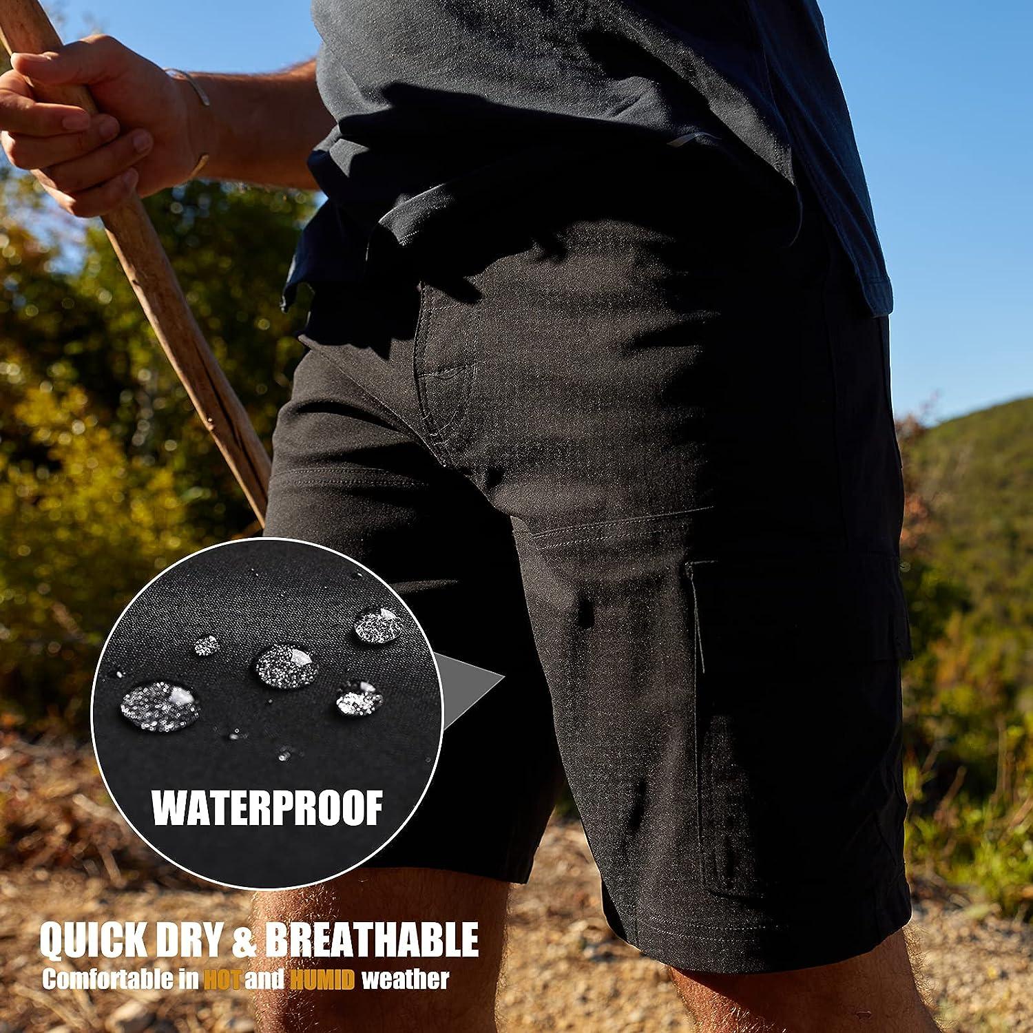 maamgic Mens Hiking Shorts 10 Waterproof Quick Dry Cargo Shorts Tactical  Shorts for Camping Fishing Outdoor Activity Charcoal 33