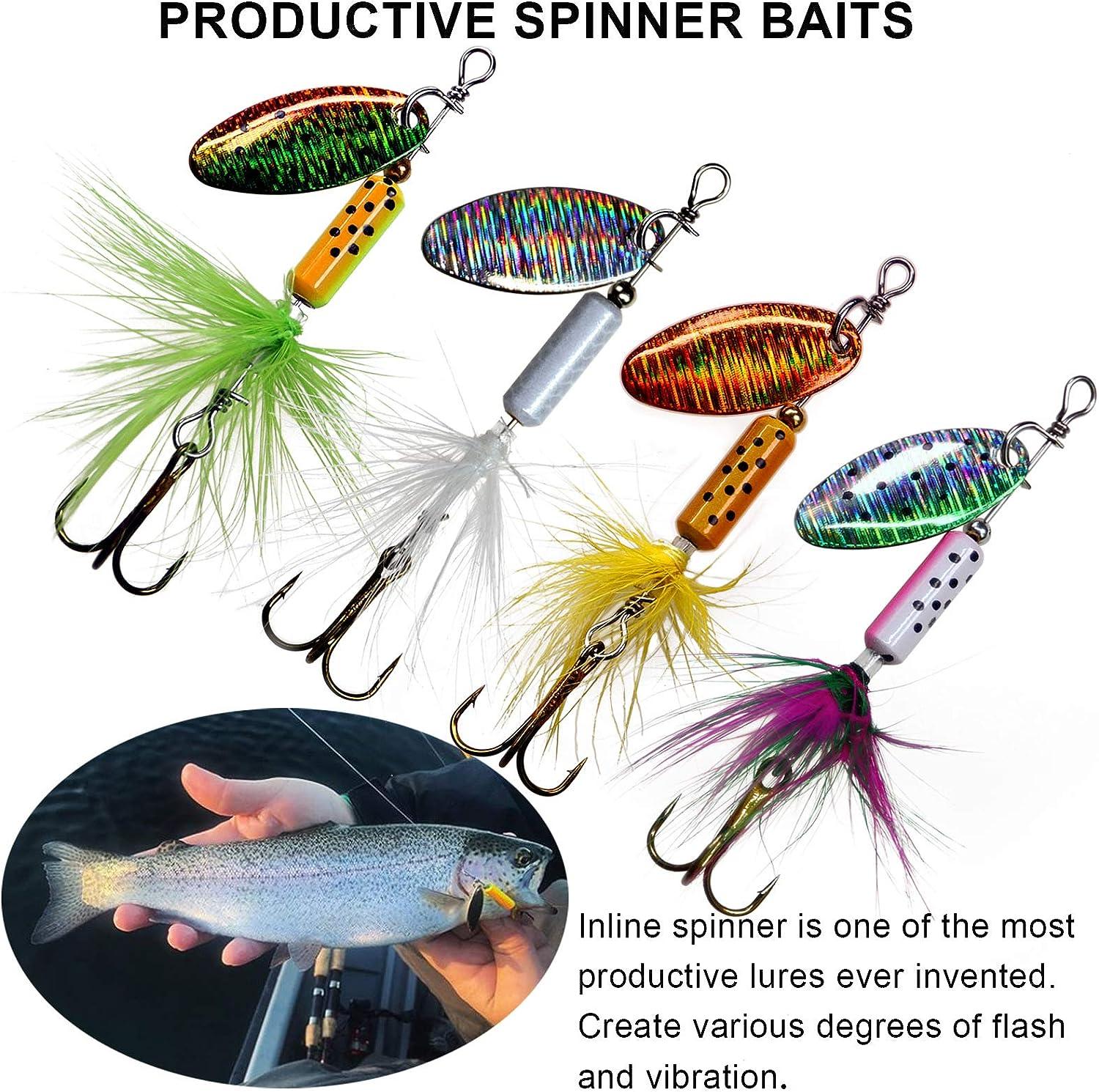 THKFISH Spinner Baits Fishing Spinners Spinnerbait Trout Lures Fishing  Lures for Bass Trout Crappie Color A-1/7oz *4pcs