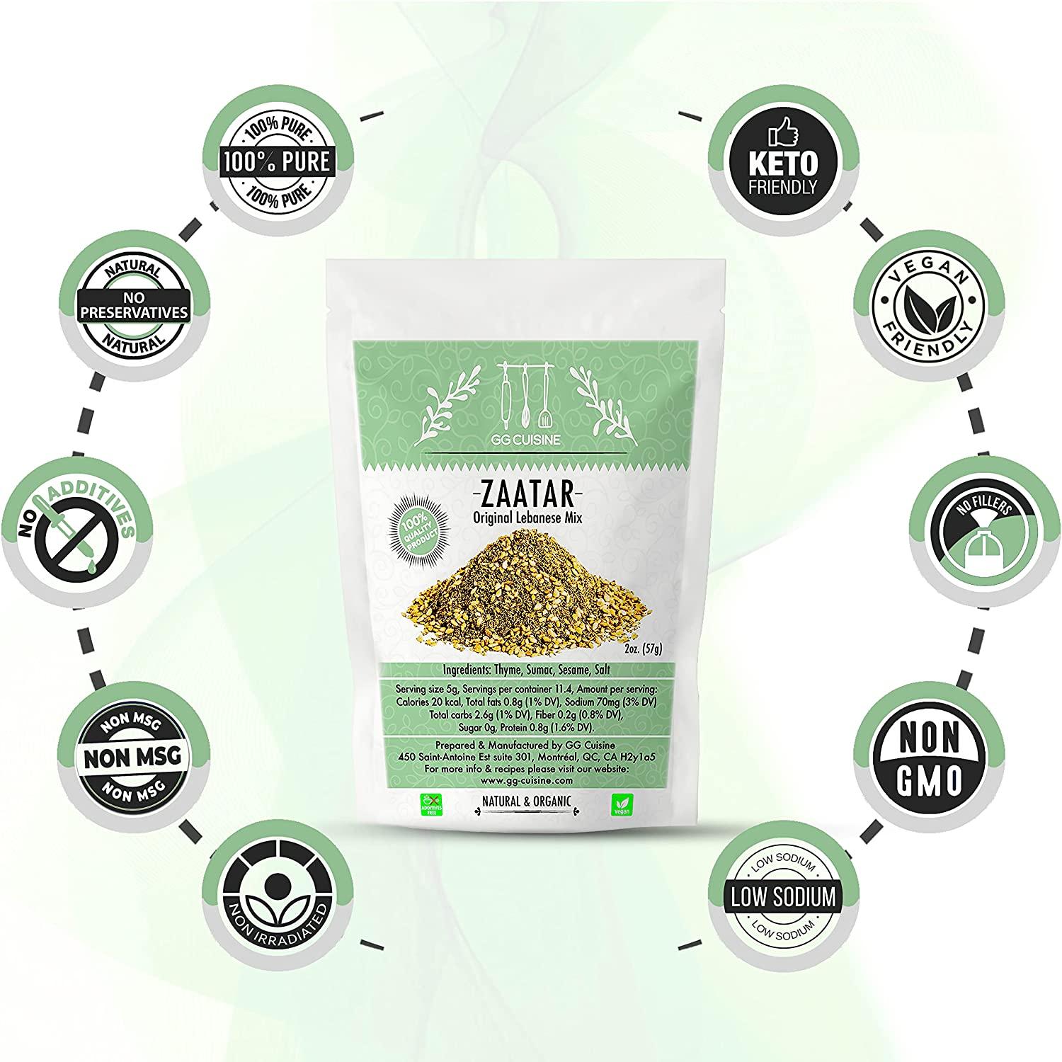 Premium Lebanese Zaatar Spice Blend with Toasted Sesame Seeds, Dried