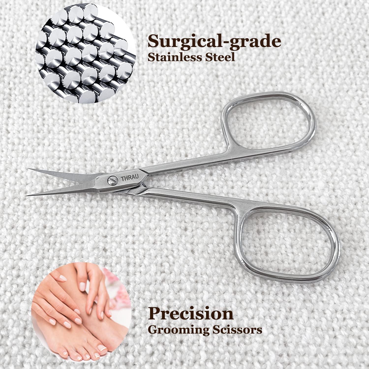 Cuticle Scissors Professional Stainless Steel Curved Pointed Beauty Scissors  for Nose Hair Trimming Eyebrows Finger & Nail Care