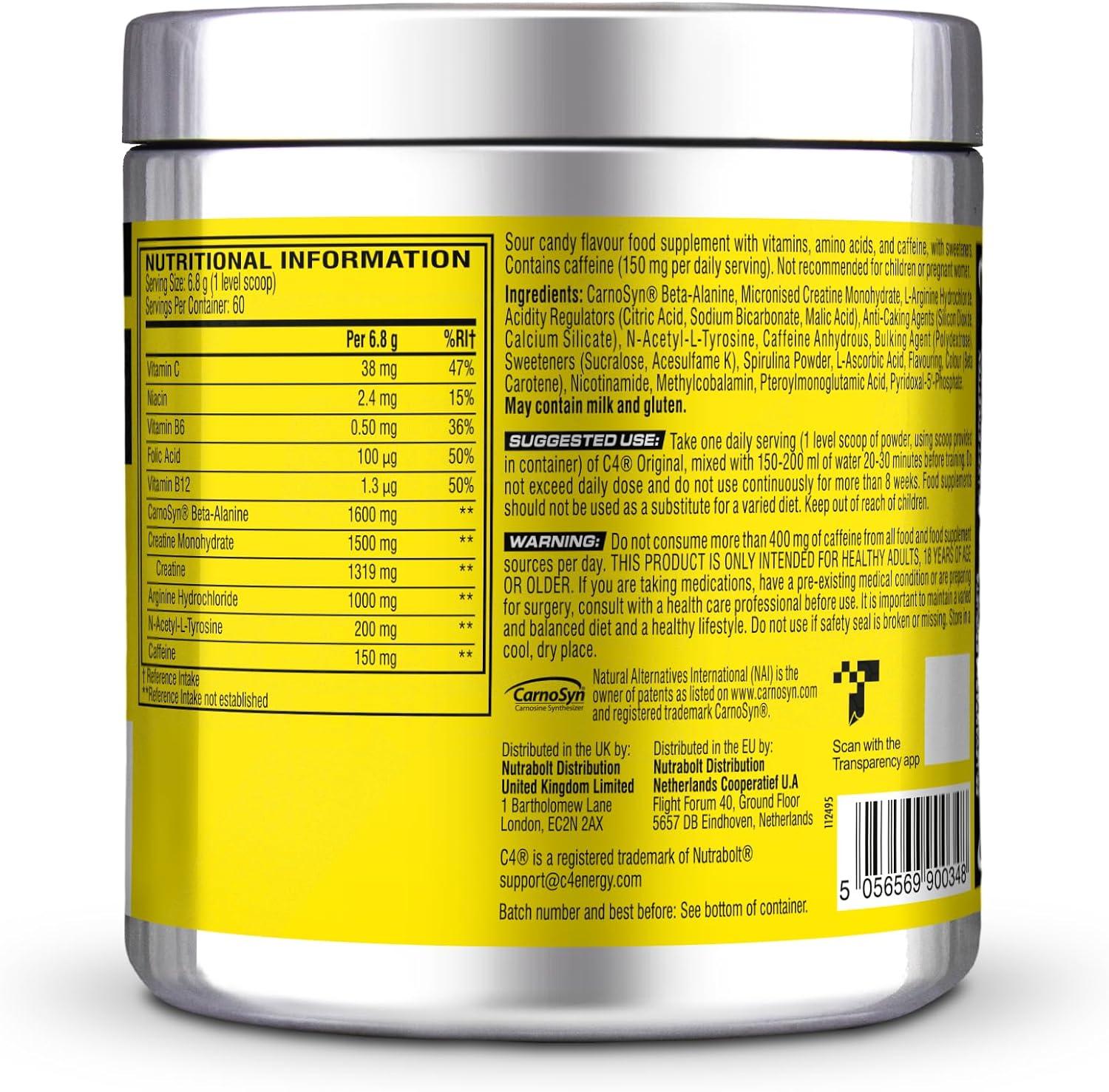 C4 Original Beta Alanine Sports Nutrition Bulk Pre Workout Powder for