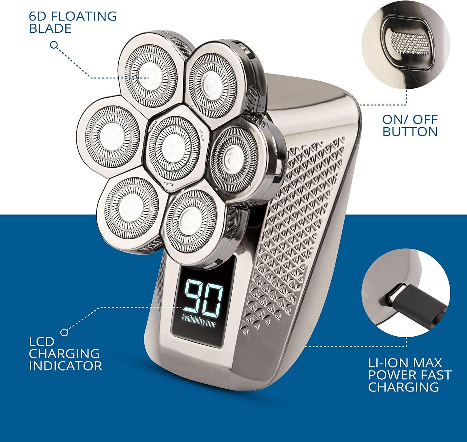 AW Men's 5in1 Electric Head Shaver Cordless, Ergonomic & AntiPinch