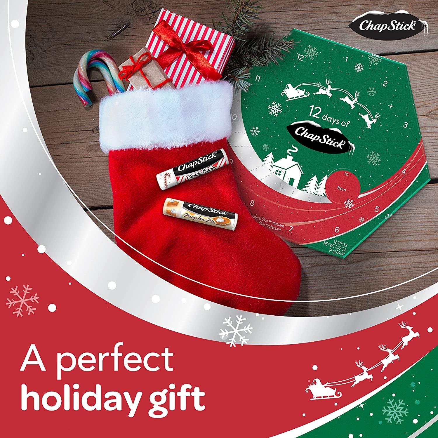 12 Days of ChapStick Holiday Advent Calendar Lip Balm Gift Set, Lip