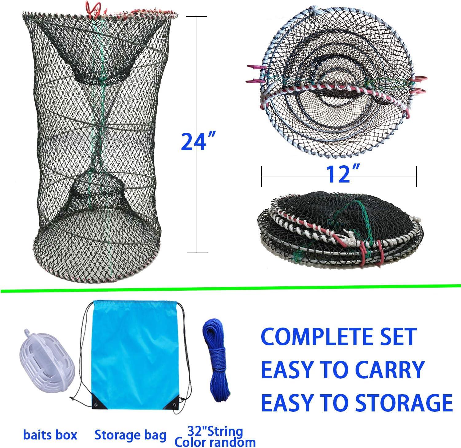 Buy Foldable Steel Wire Fishing Pot Trap Net Crab Shrimp Cage