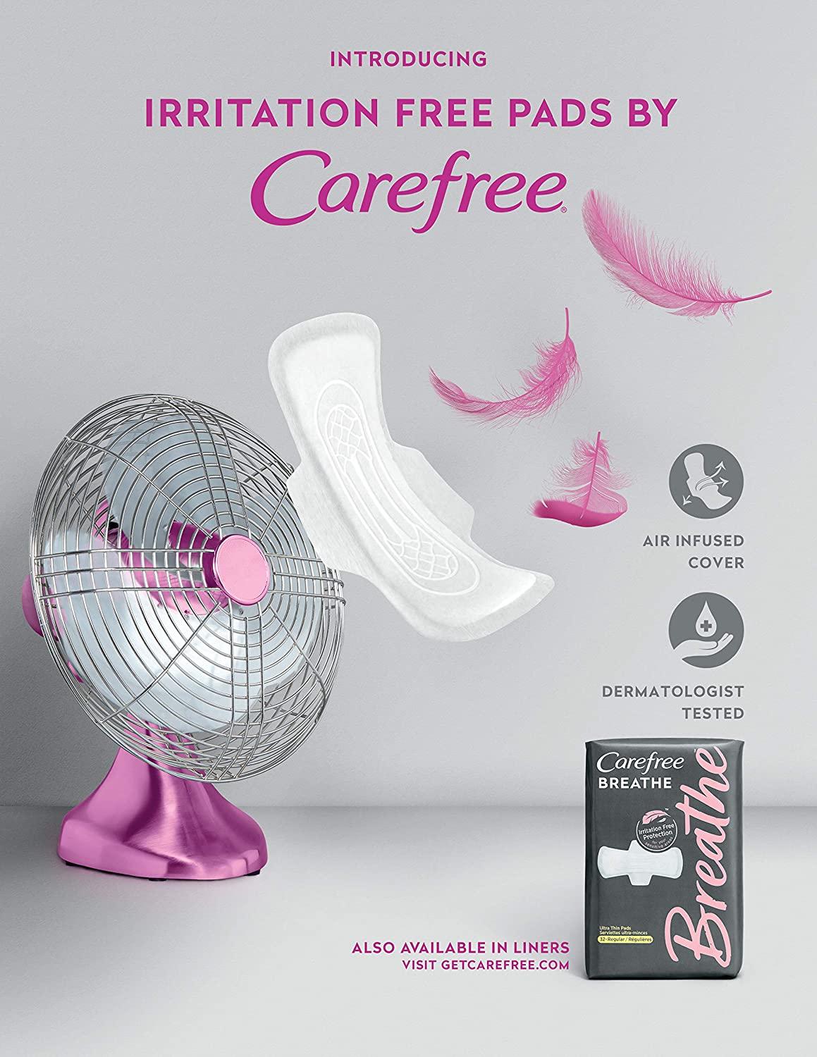 Carefree Breathe Ultra Thin Super Pads with Wings, IrritationFree