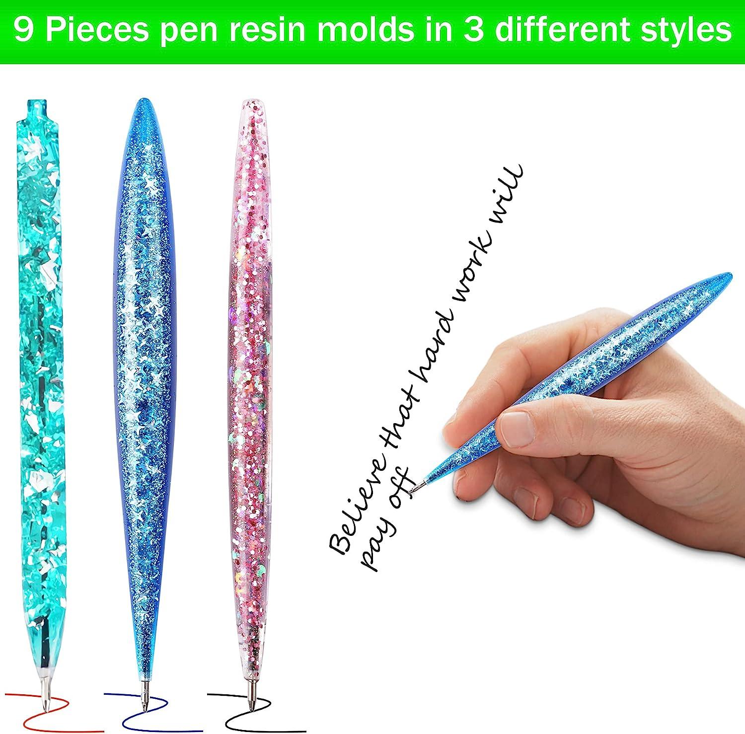9 Pieces Pen Resin Mold, Epoxy Resin Molds with 75 Pieces Ink Pen