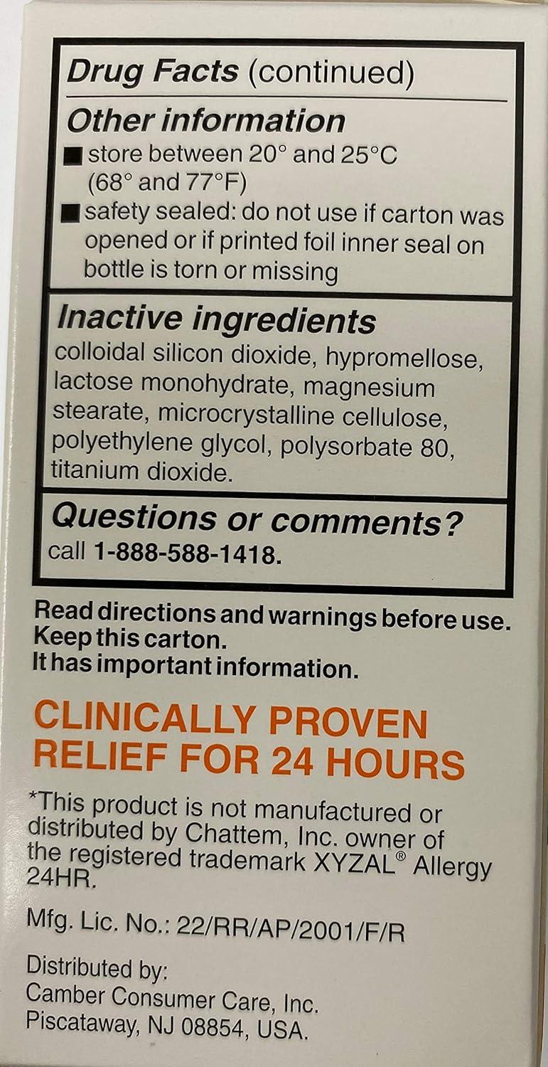 Camber Consumer Care Levocetirizine Dihydrochloride 5mg Antihistamine