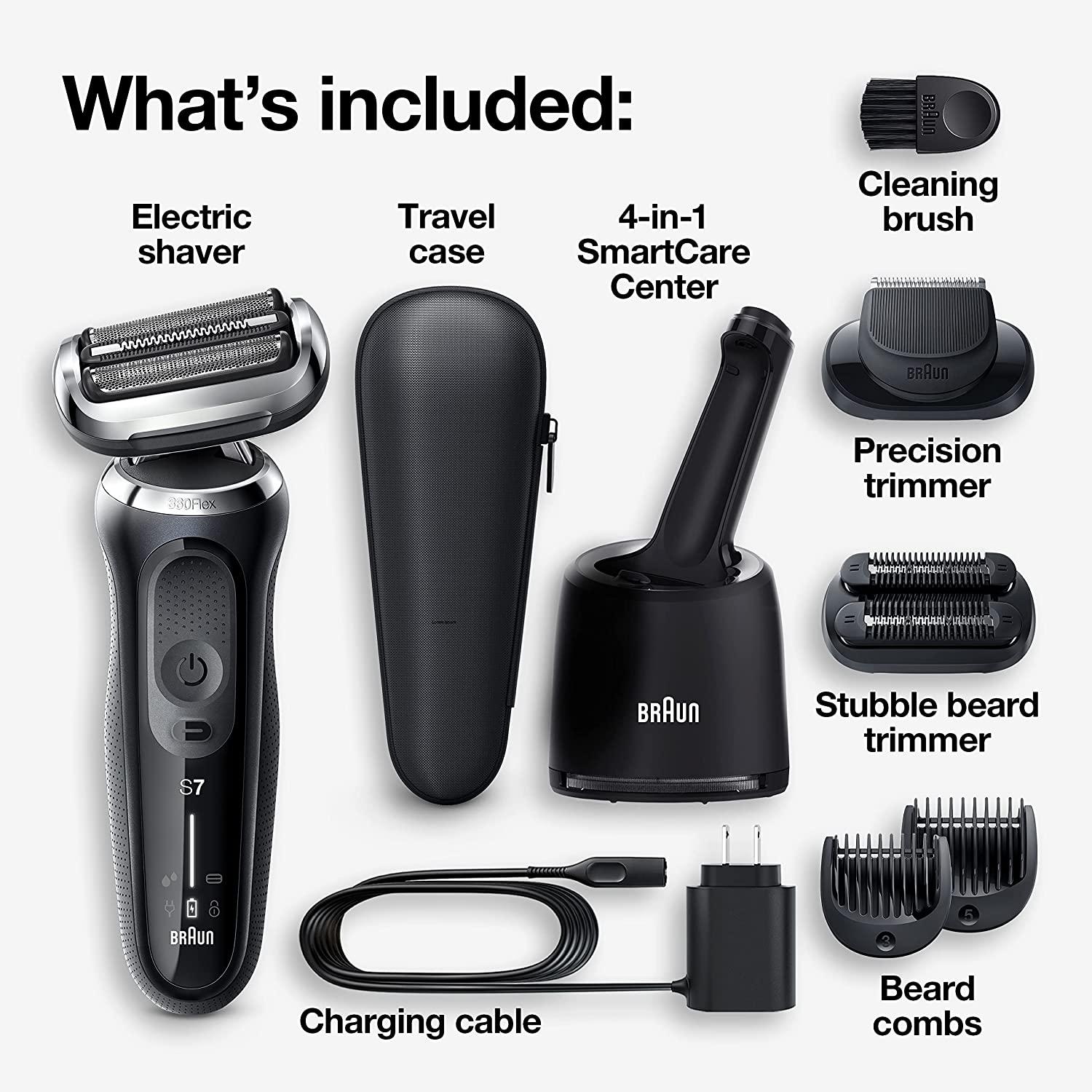 Braun Electric Razor for Men, Series 7 7085cc 360 Flex Head Electric Shaver  with Beard Trimmer, Rechargeable, Wet & Dry, 4in1 SmartCare Center and  Travel Case