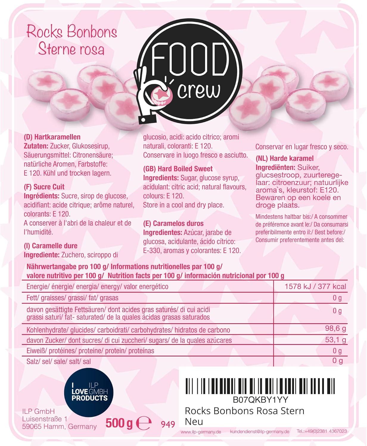 WeddingTree Rocks sweets pink in a Star shape - flavoured rock 500 g ...