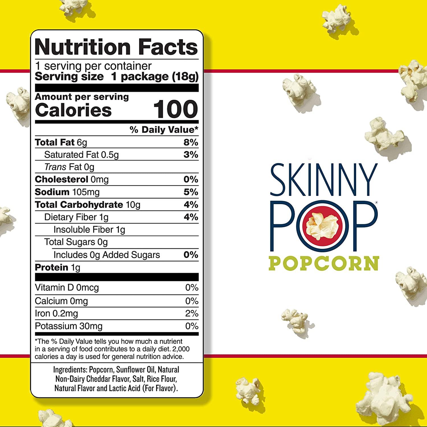 Skinnypop Popcorn Skinny Pop - White Cheddar 6 Bags/0.65 oz each