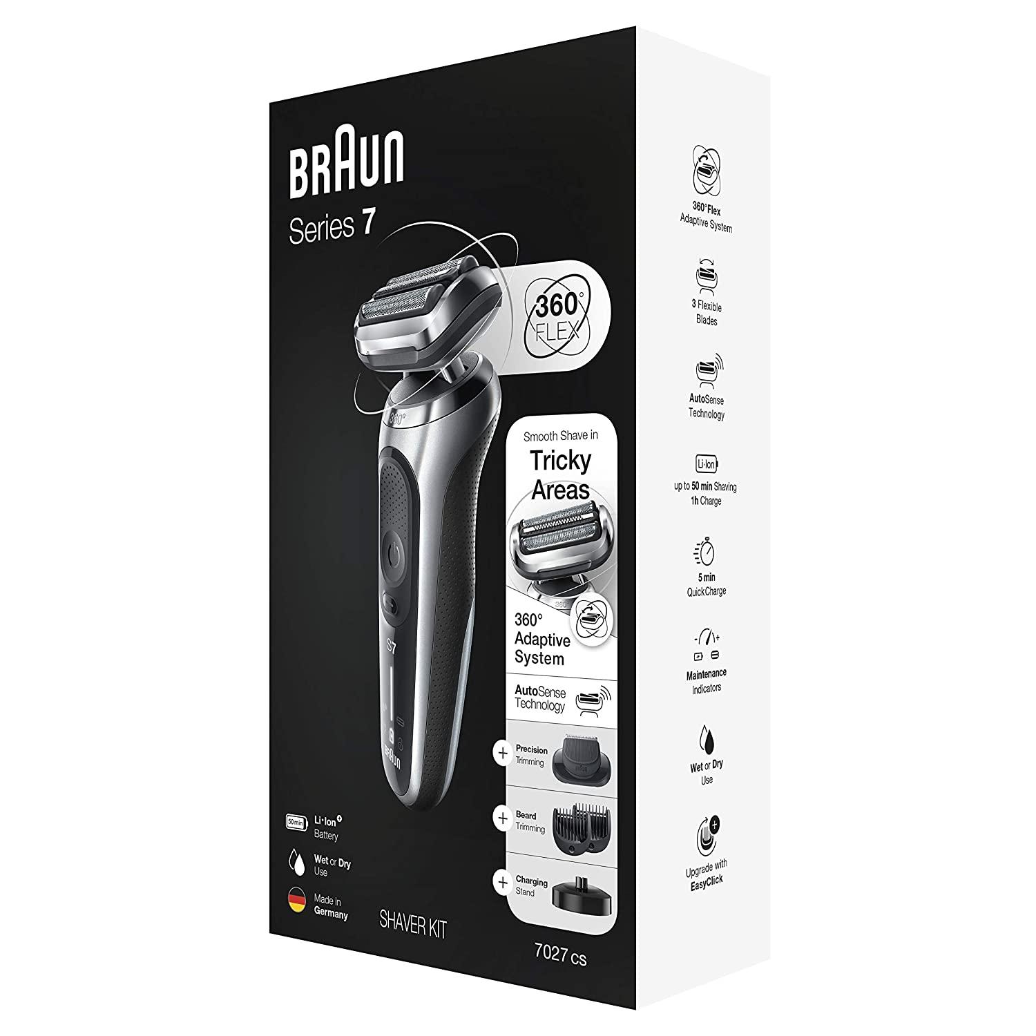 Braun Electric Razor for Men, Waterproof Foil Shaver, Series 7 7027cs