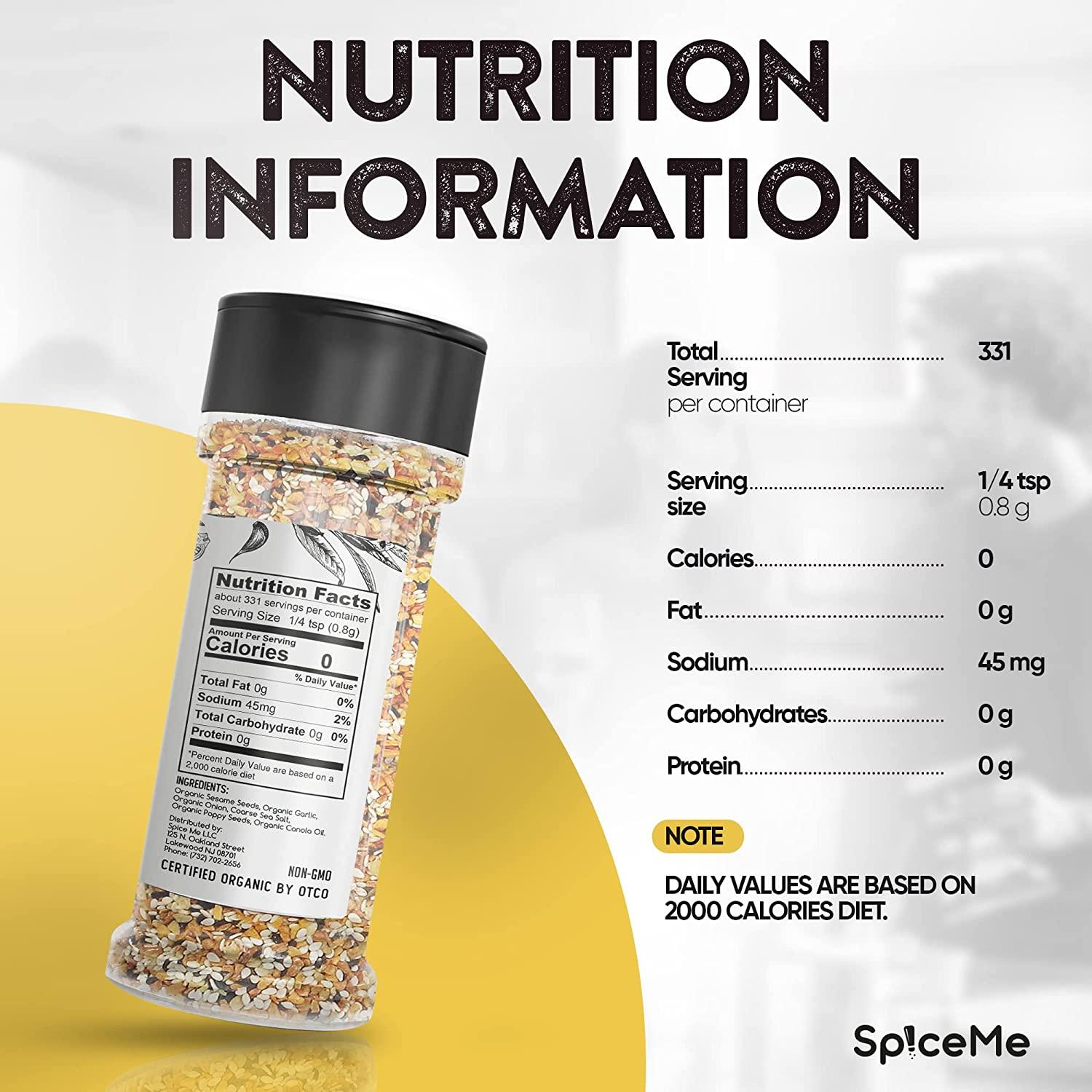 Organic Everything Bagel Seasoning, 9.3 Ounces, Zero Calories