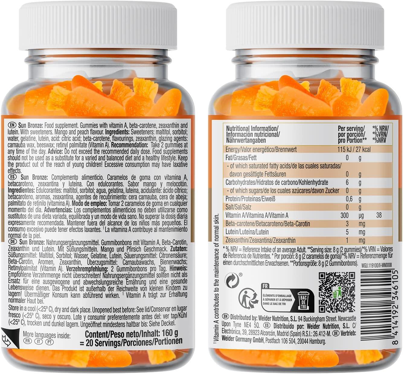 Weider Sun Bronze Gummies (40 Gums) MangoPeach Flavour. Gummies with