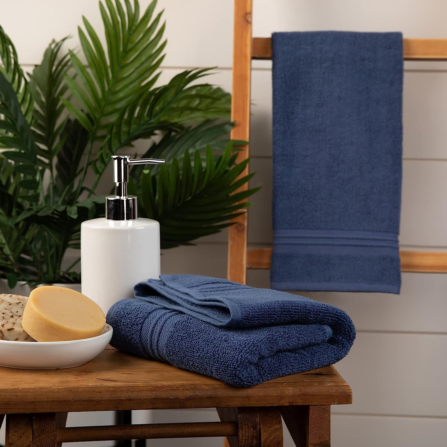 Sticky Toffee Blue Hand Towels Set for Bathroom, Oeko-Tex Terry