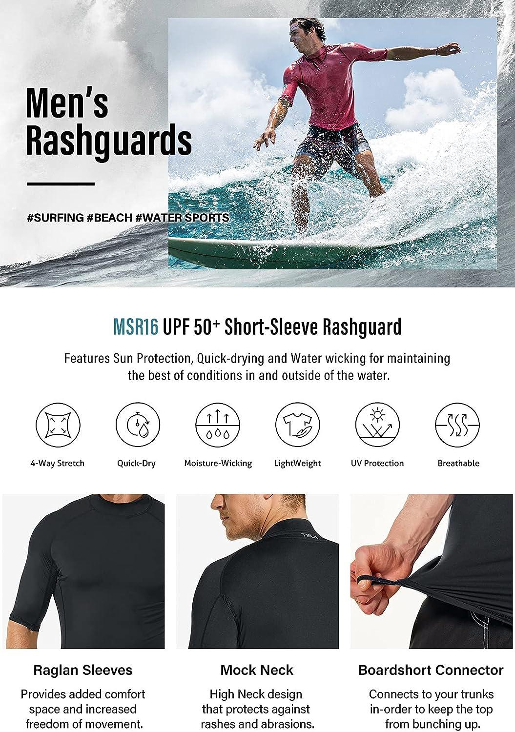 TSLA UPF 50+ Youth Kids Rash Guard Short Sleeve, UV/SPF Surf Swim