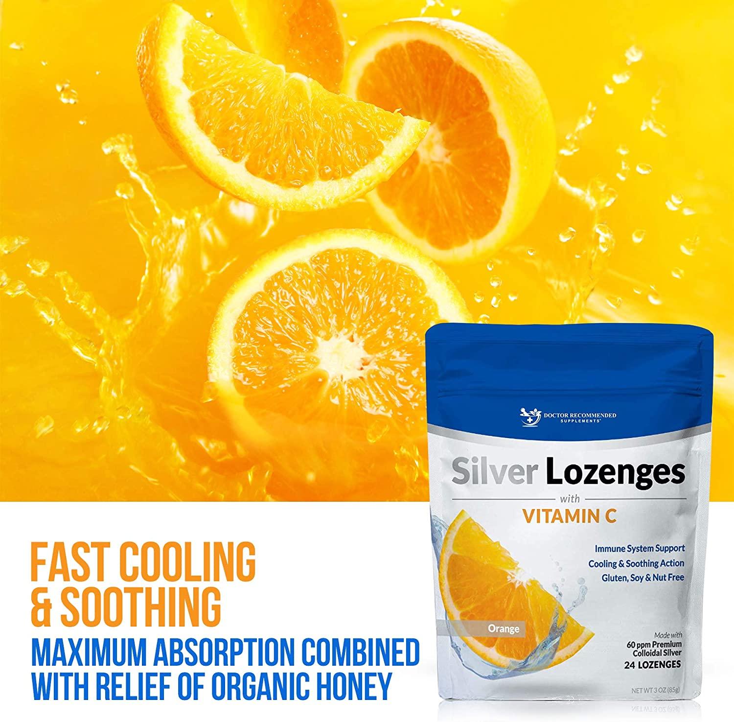 Premium Nano Silver 60 PPM Colloidal Silver Lozenges with Vitamin C