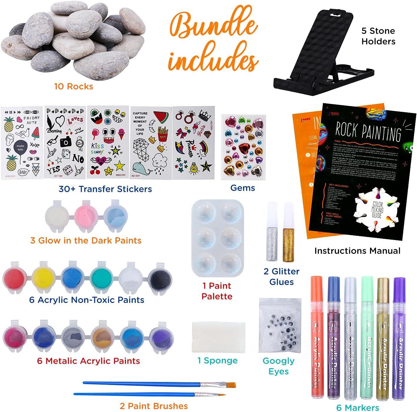 Rock Painting Craft Kit for Kids, Arts & Crafts for Kids Aged 6-12, DIY Art  Craft Supplies, 10 PCs Glow in The Dark Rocks for Painting, Painting