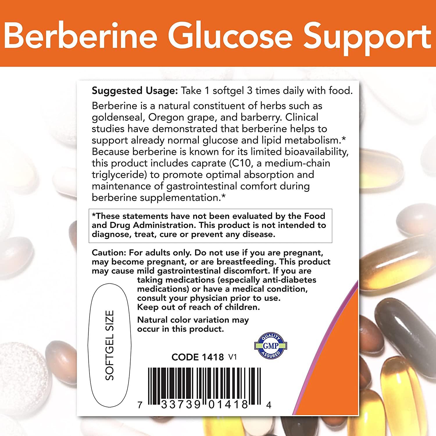 Now Foods Berberine Glucose Support - 90 Softgels for Blood Sugar Health