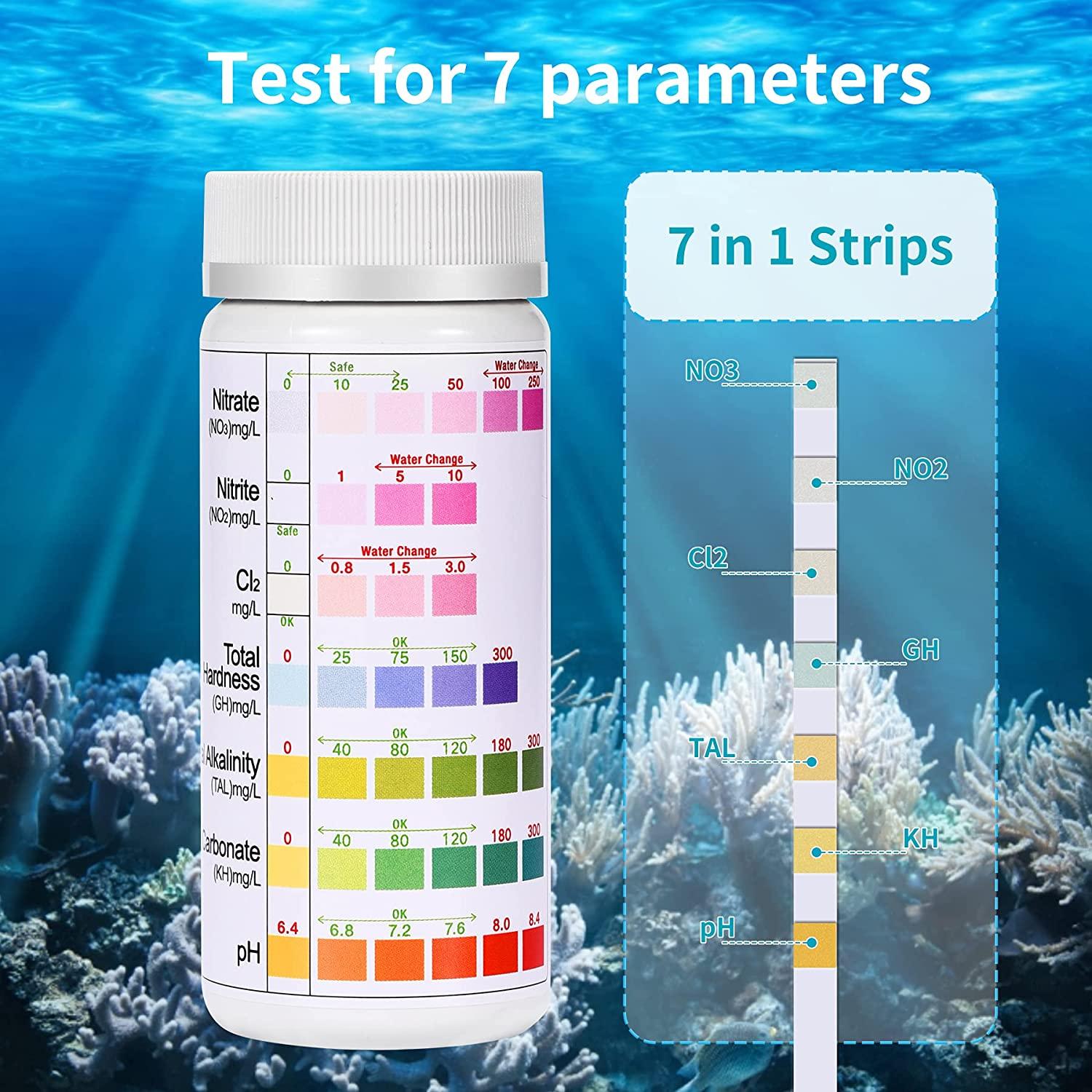 7Way Aquarium Test Strips 150 Pack Freshwater & Saltwater Fish Tank