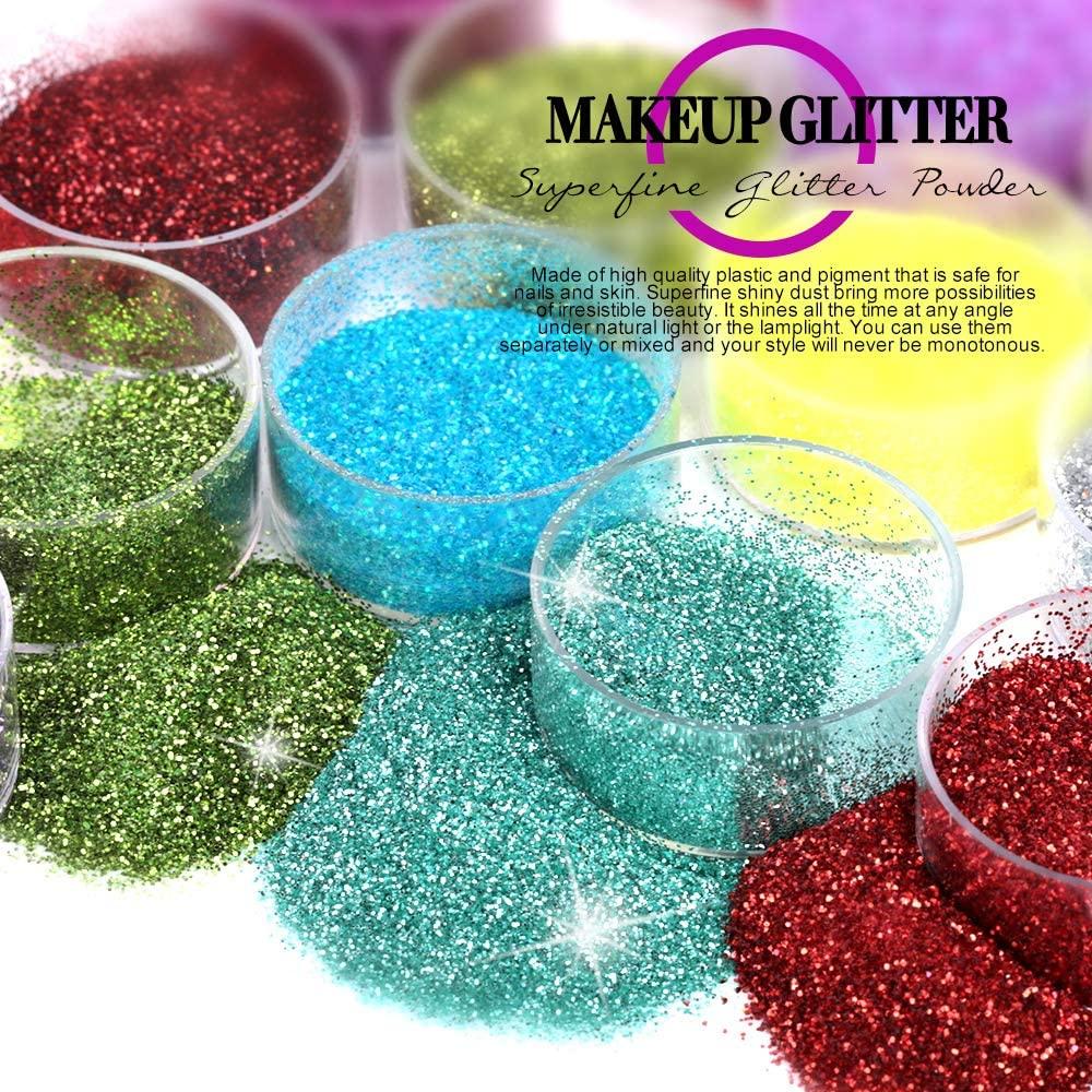 48 Colors Nail Glitter Set, FANDAMEI 48 Boxes 5g Nail Art Glitter