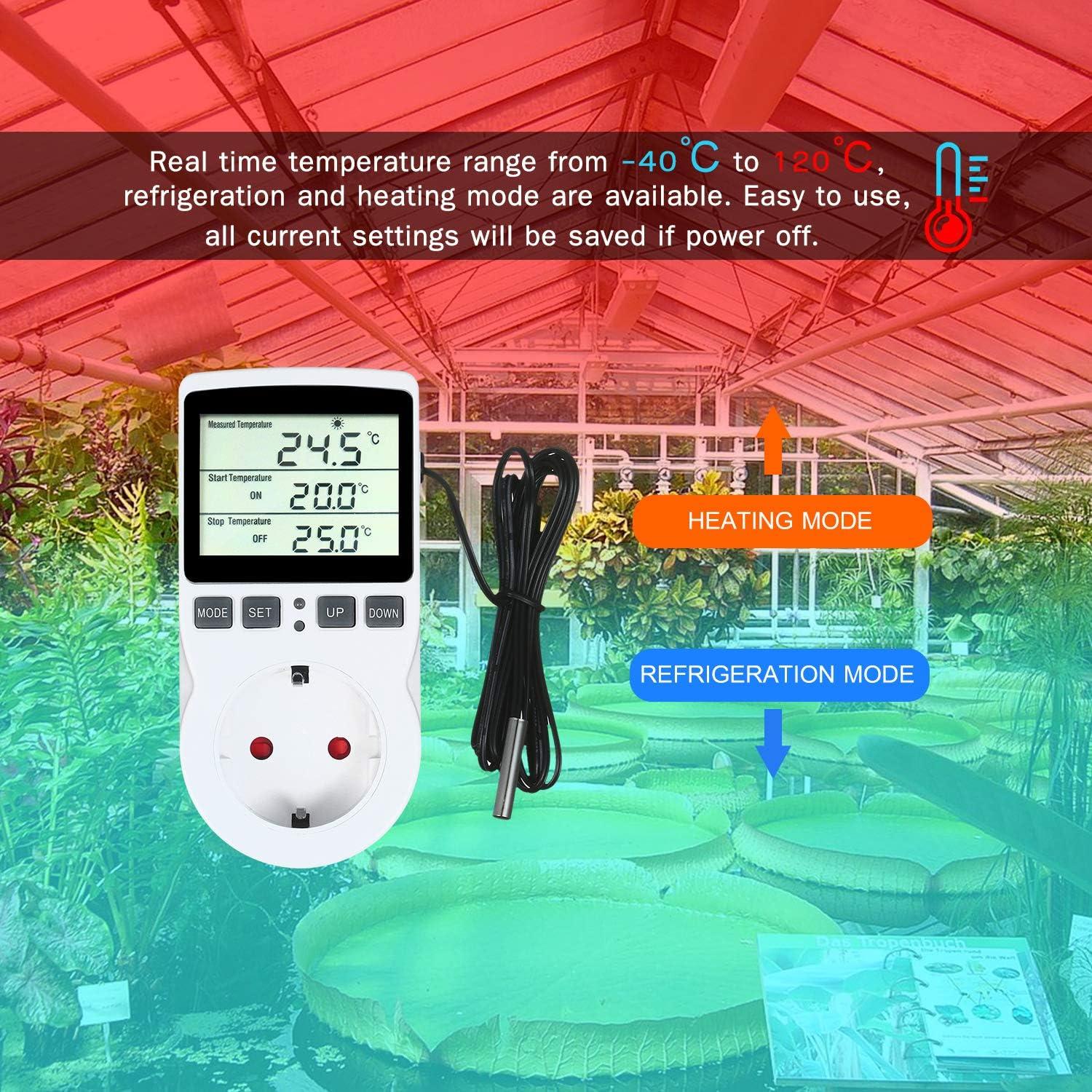 Vislone Digital Reptiles Thermostat Regulator - Timer & Probe for ...