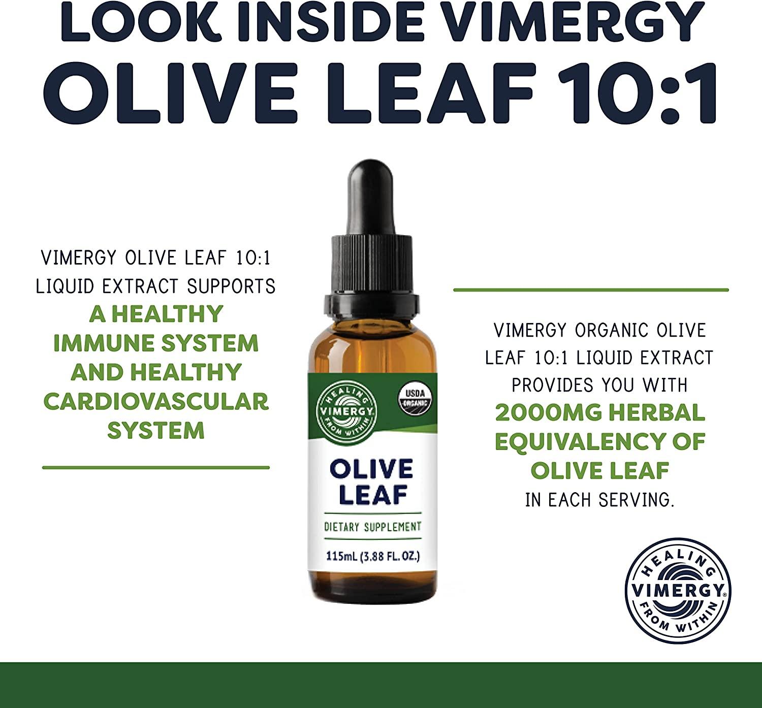 Vimergy USDA Organic Olive Leaf Extract Pure Olive Leaf Liquid Drops