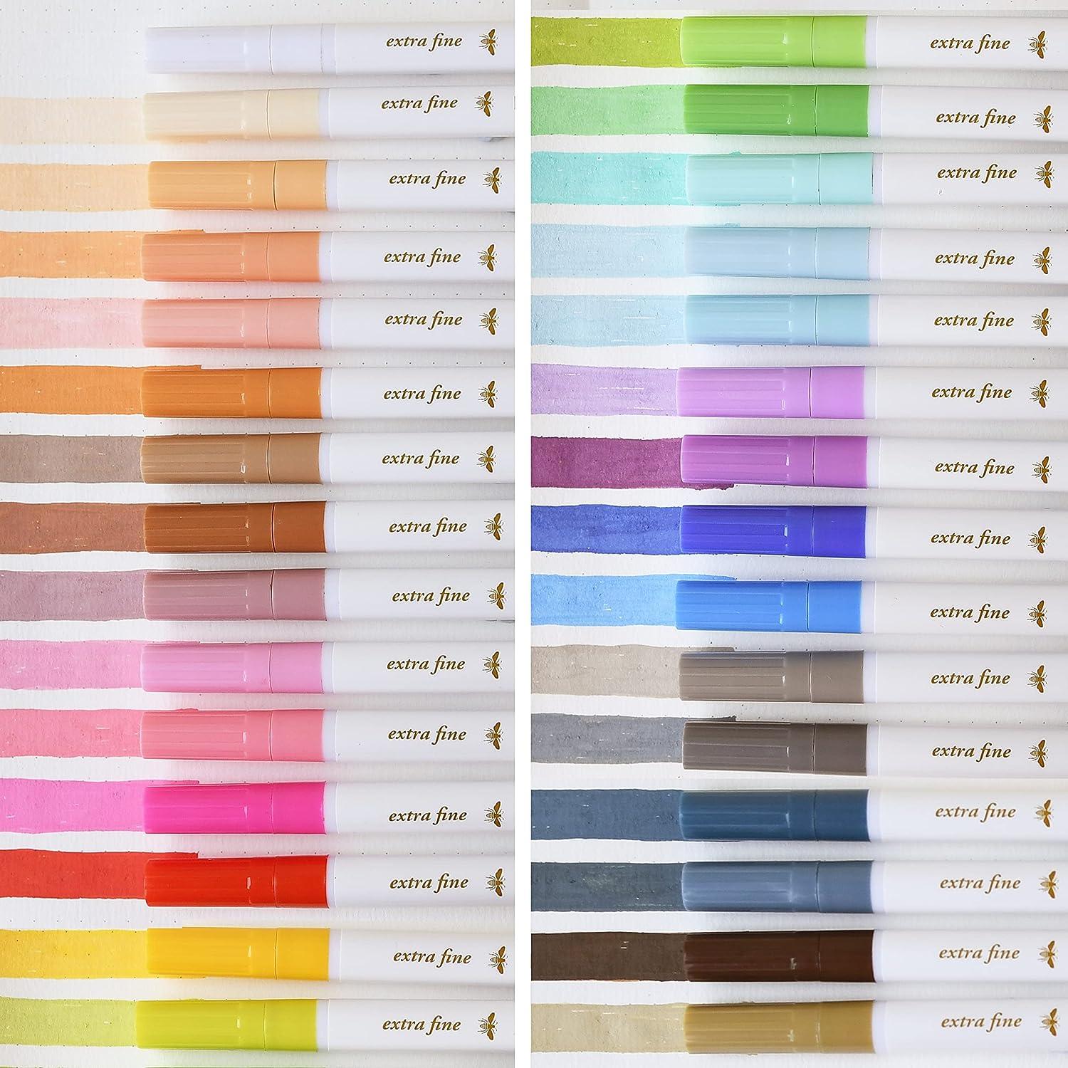 Primrosia 24 Pastel Dual Tip Markers, Fine Tip and Brush Pens. Perfect