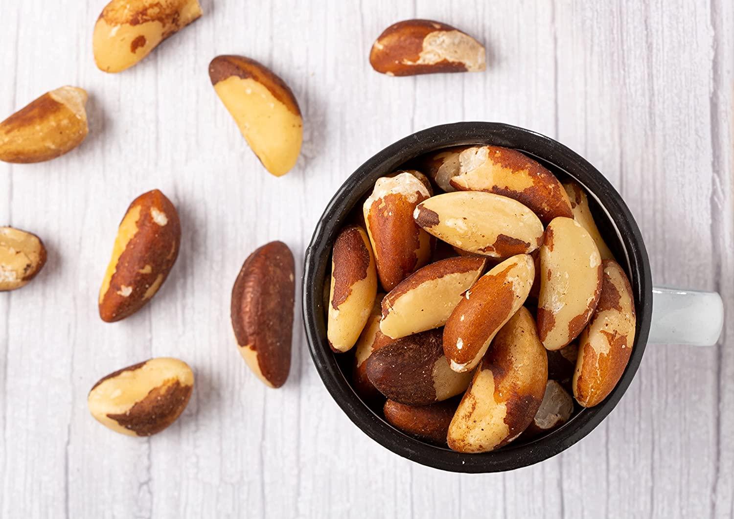 Dry Roasted Brazil Nuts, 1 Pound Unsalted, Whole, Oven Roasted