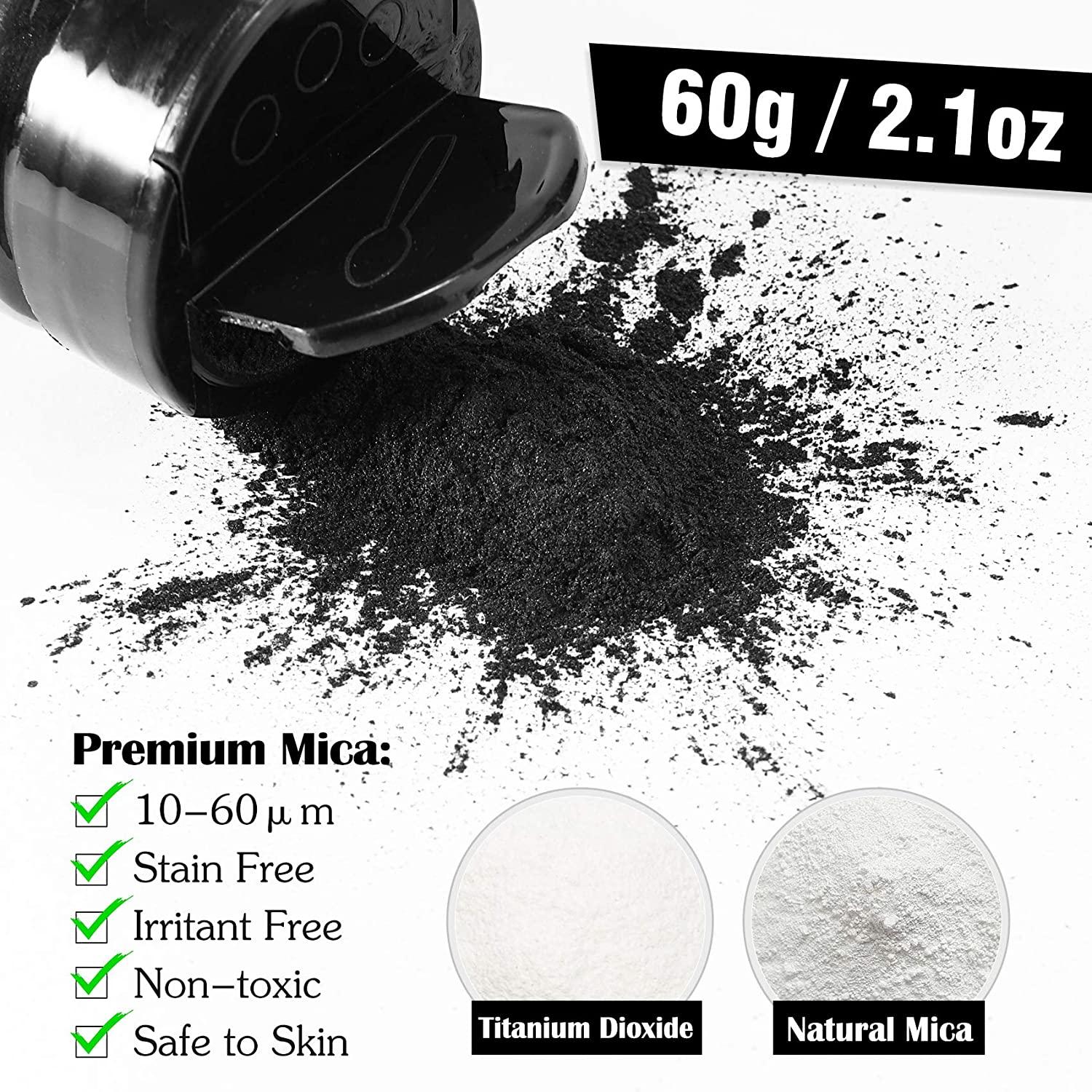 Black Mica Powder 2.1 Ounces/ 60g Natural Epoxy Resin Dye for