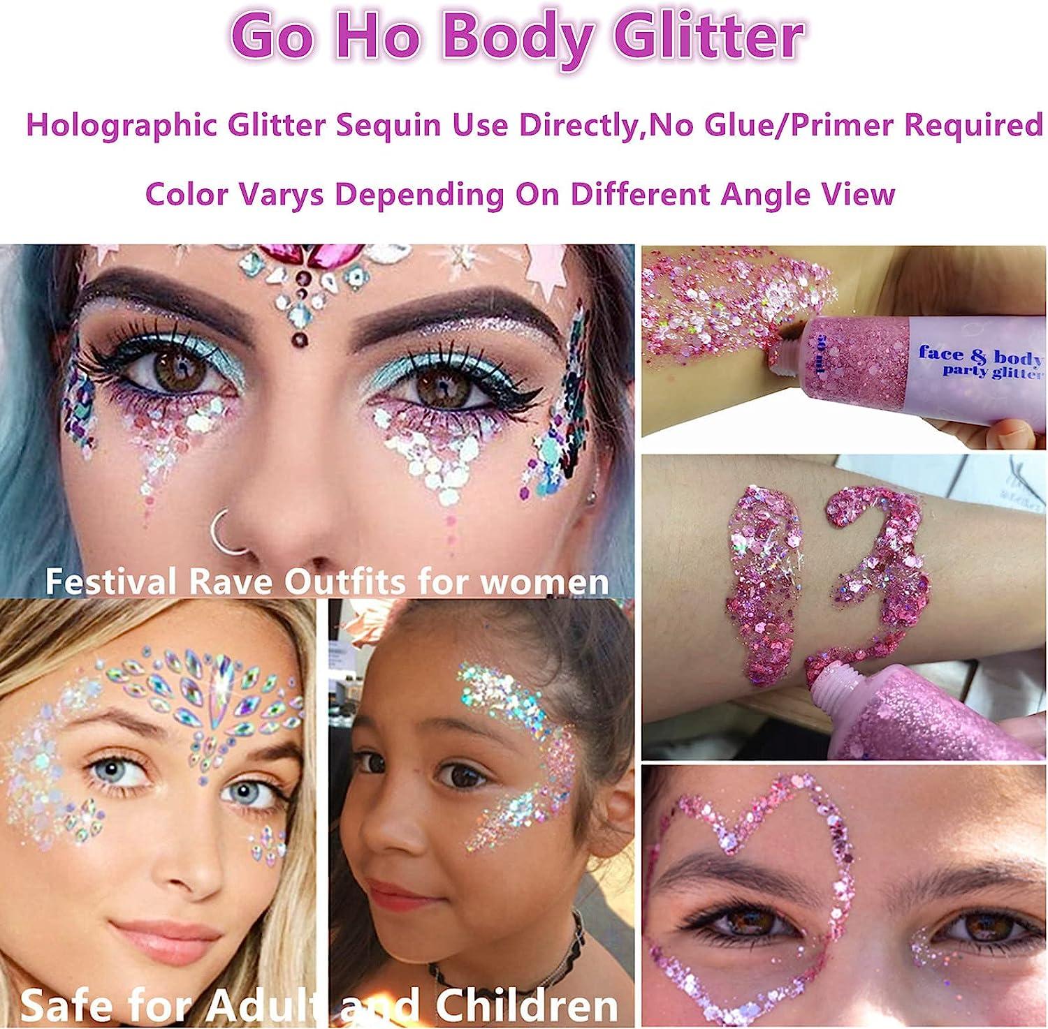 Go Ho Pink Face Body Glitter Gel Singer Concerts Face Glitter Makeup  Holographic Long Lasting Chunky Sequins Glitters for Eye Lip Hair Nails  Festival Rave Accessories 03 Pink Glitter 52g 03 Pink