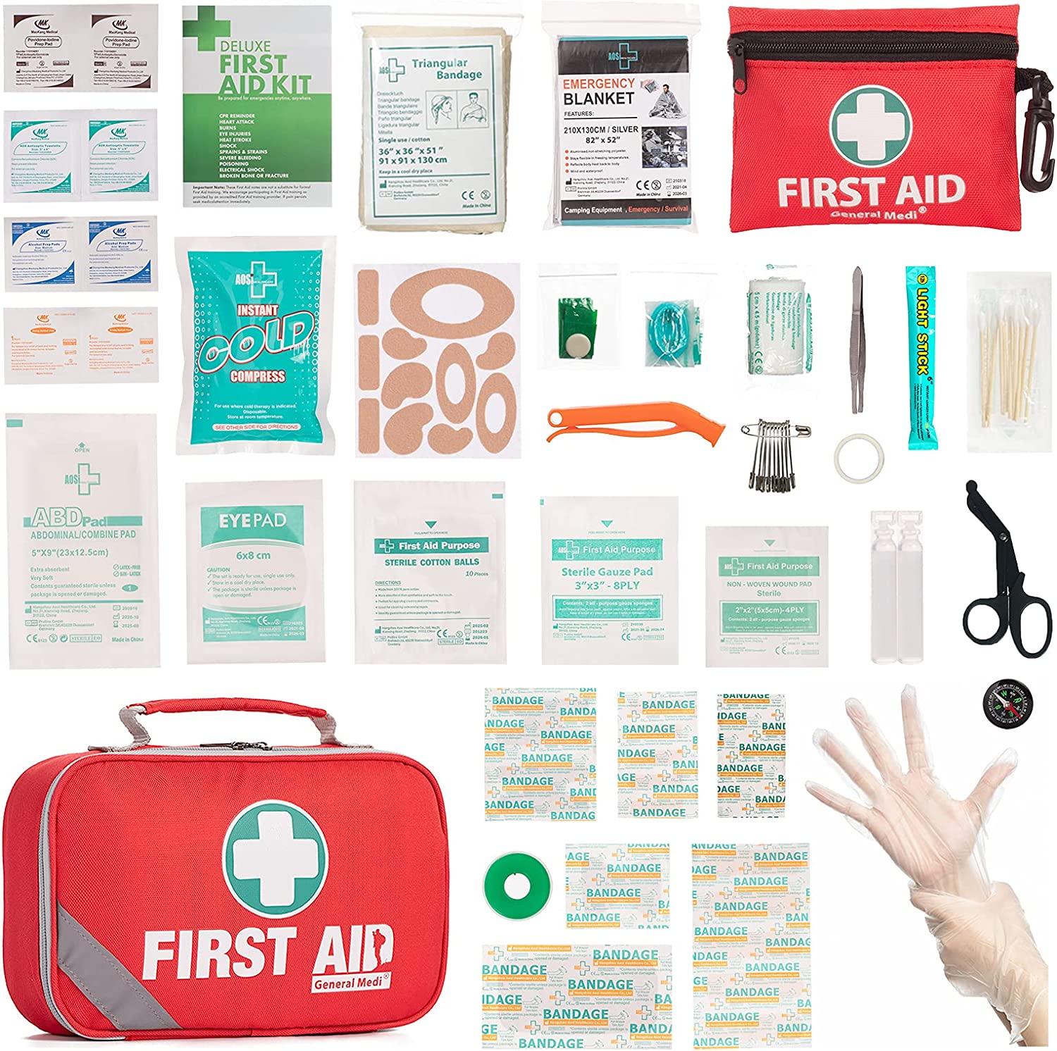 2in1 First Aid Kit (215 Piece) + Bonus 43 Piece Mini First Aid Kit
