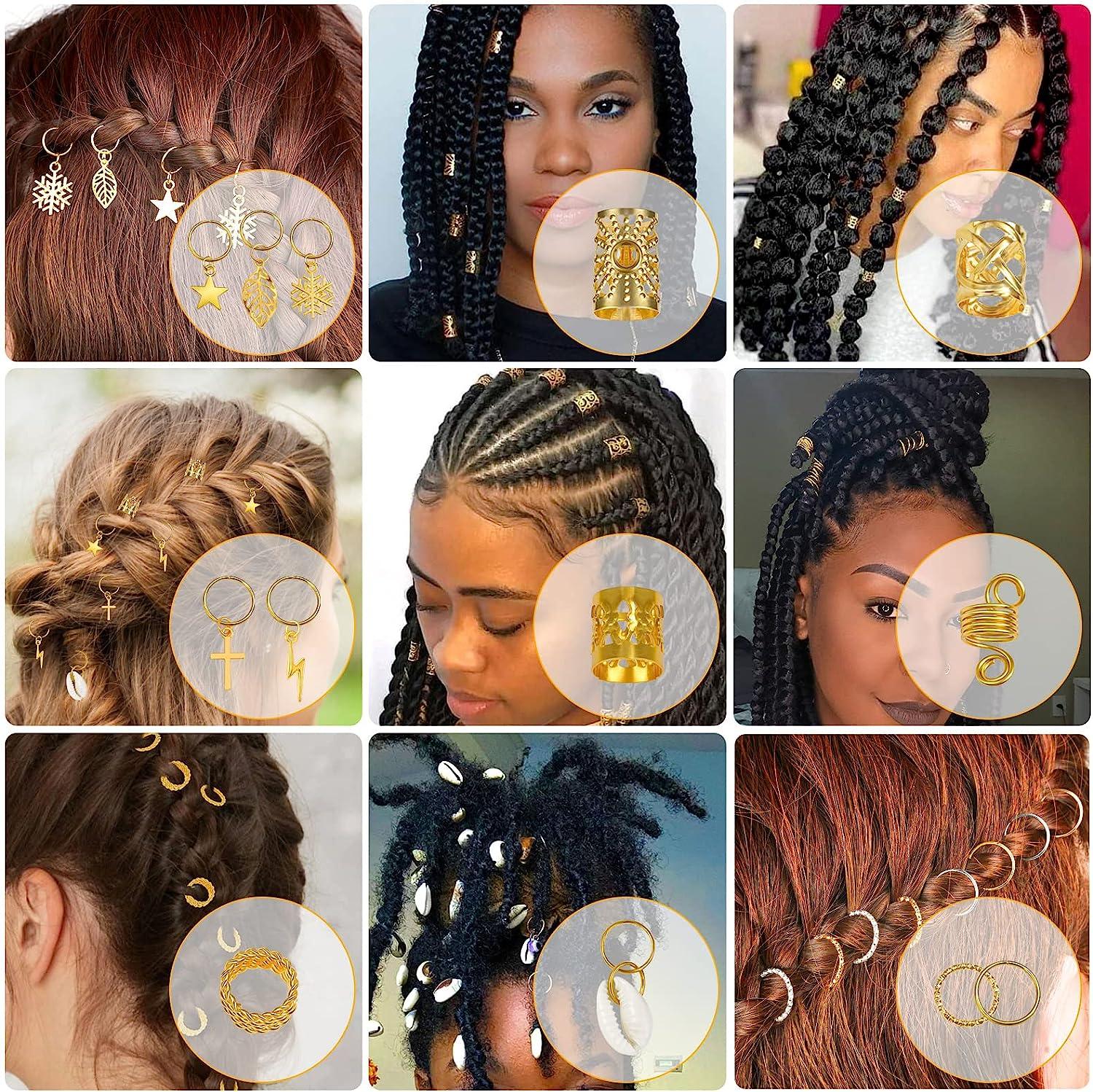 Lucomb 259 Pcs Hair Jewelry for Braids and Locs Metal Gold Rings - Main Image