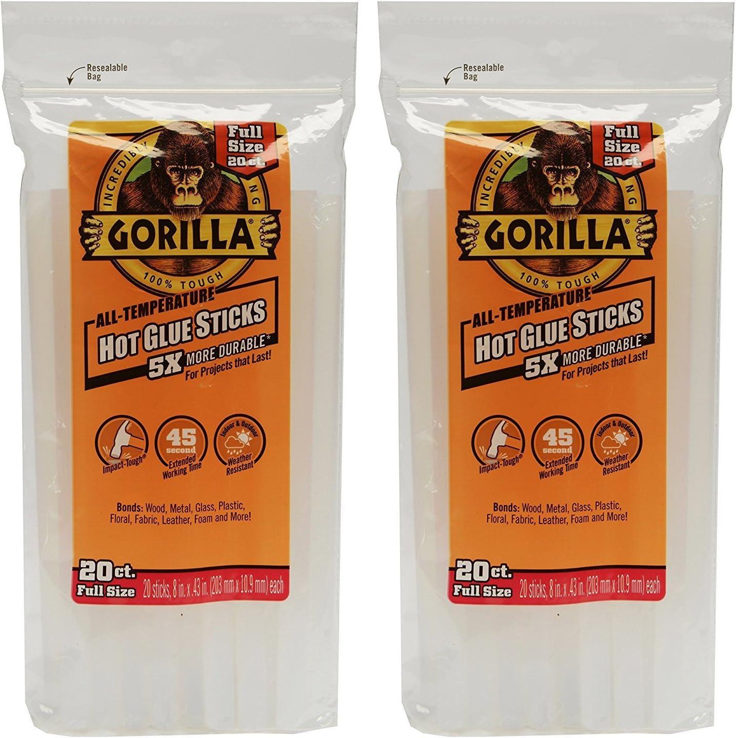 Gorilla 8 in. Full Hot Glue Sticks (20-Count) (4-Pack)