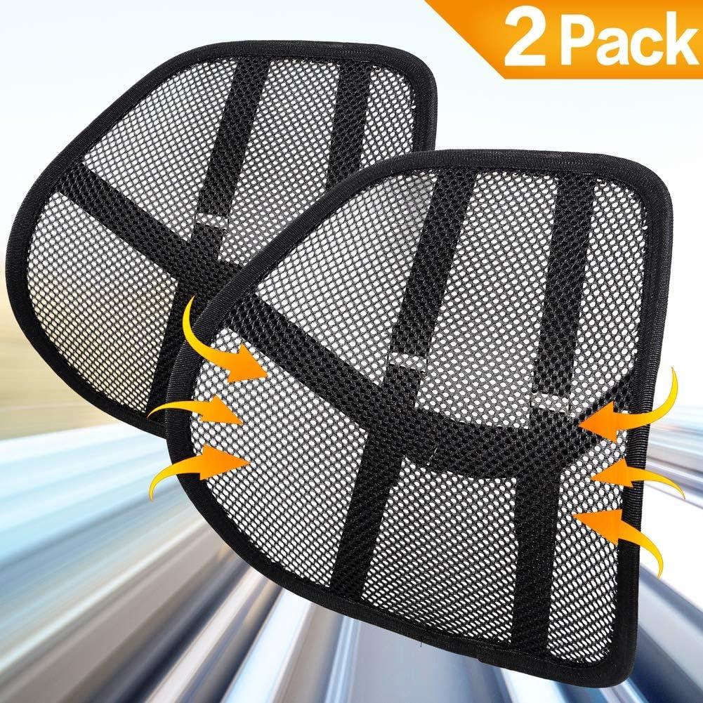 Lumbar Support Mesh Back Support Cushion for Car Seat, Office Chair, Gaming  Chair (Black, 2 Pack)