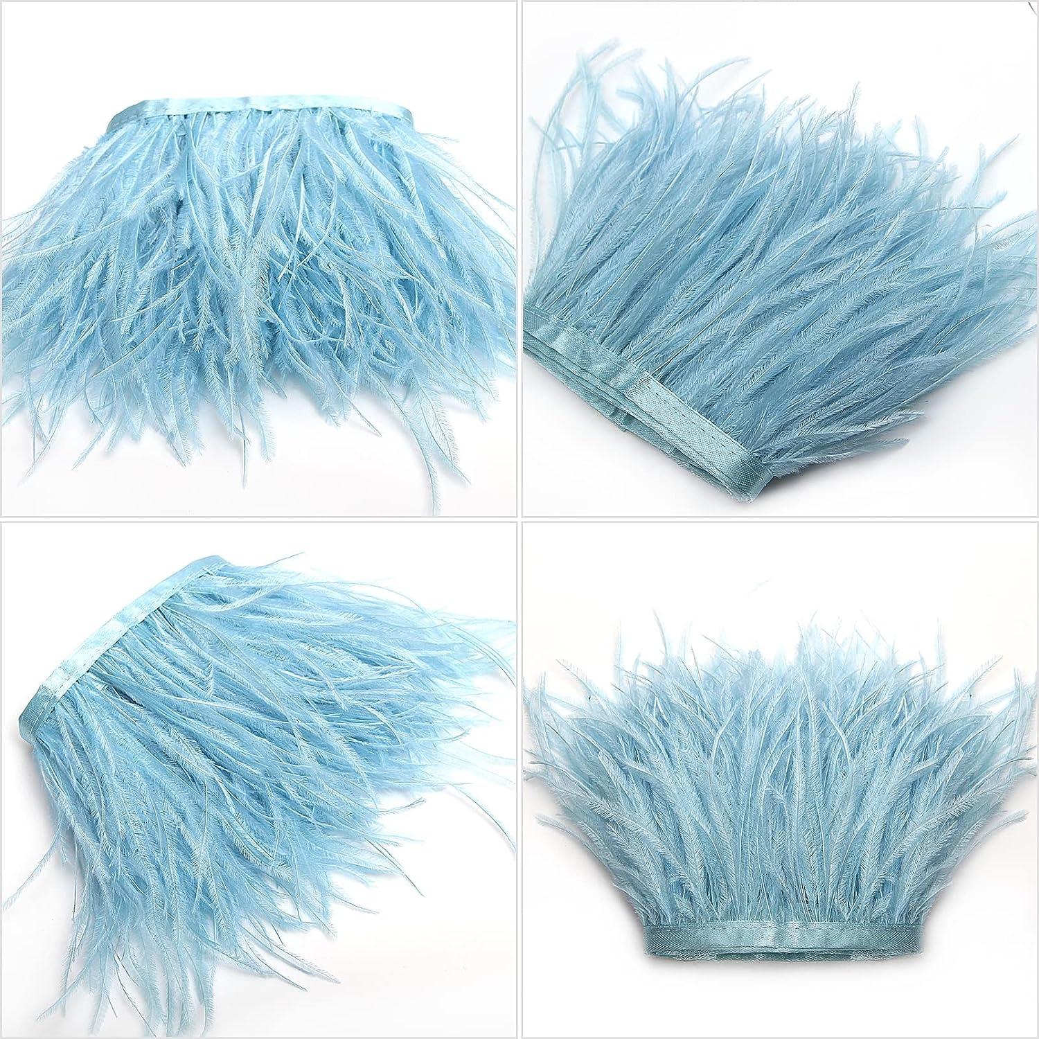 THARAHT Light Blue Ostrich Feathers Trim Sewing Fringe 2Yard 46inch