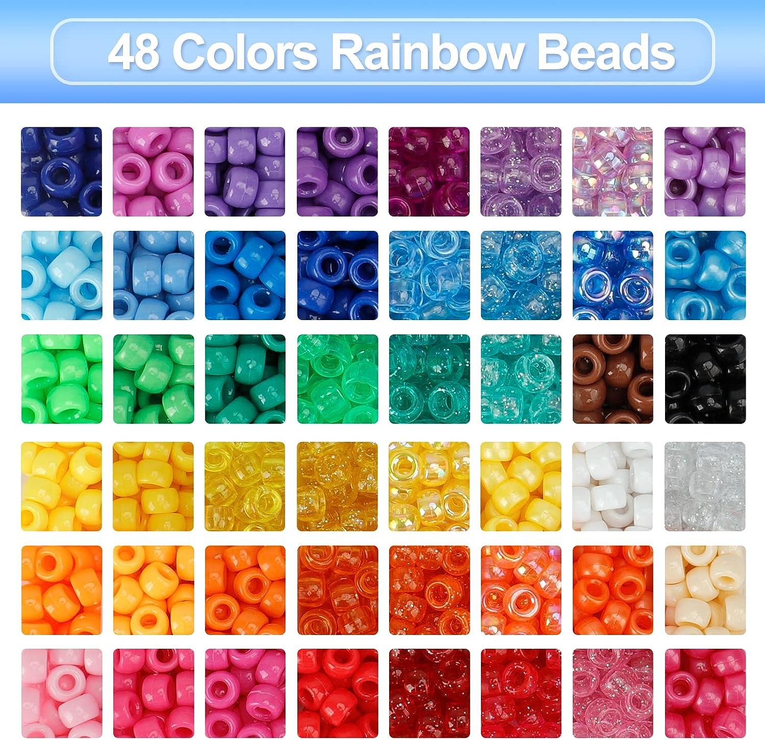2400pcs Acrylic Pony Kandi Beads Kit Large Hole Hair Beads for