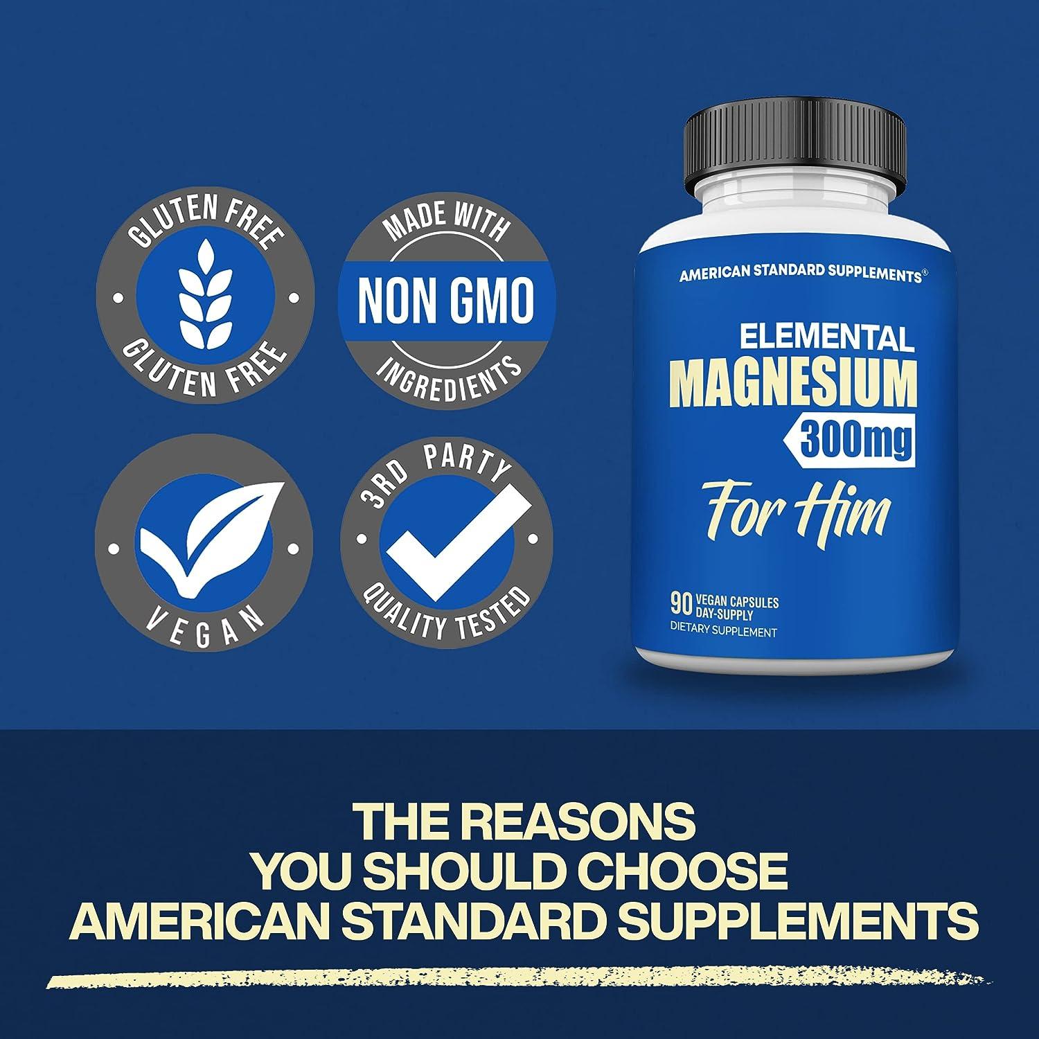 Magnesium 300mg Per Capsules for Men Magnesium Glycinate 90 Capsules 90